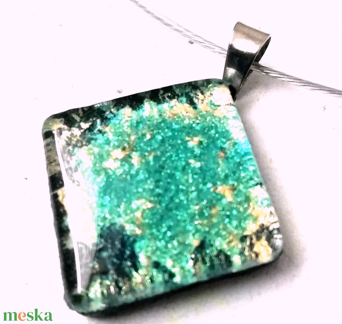 NEMESACÉL!  Türkiz - arany fúzió ékszerszett. - ékszer - nyaklánc - medálos nyaklánc - Meska.hu