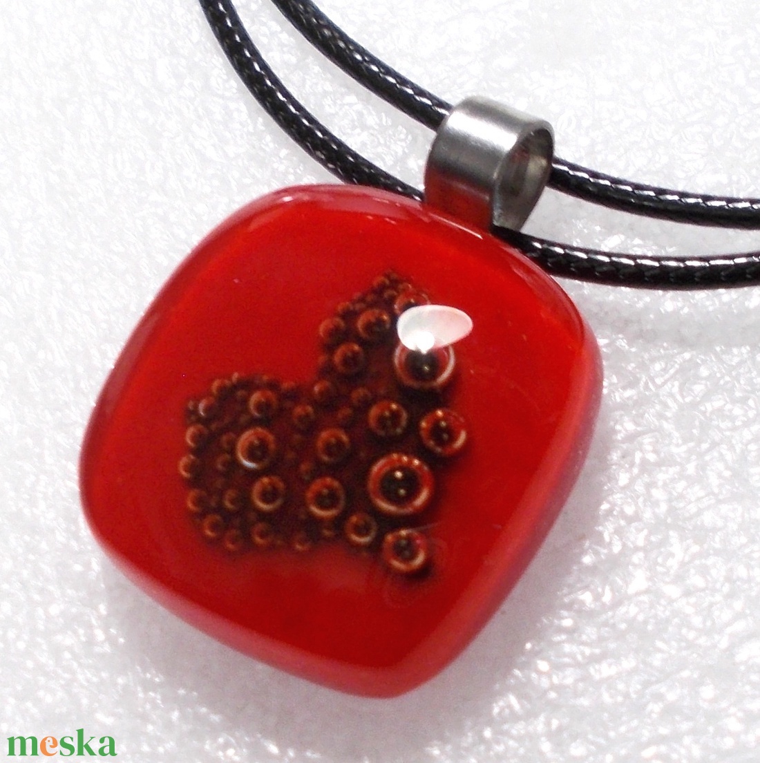 NEMESACÉL! Piros buborék szív nyaklánc, ajándék lányoknak, névnapra, születésnapra. - ékszer - nyaklánc - medálos nyaklánc - Meska.hu