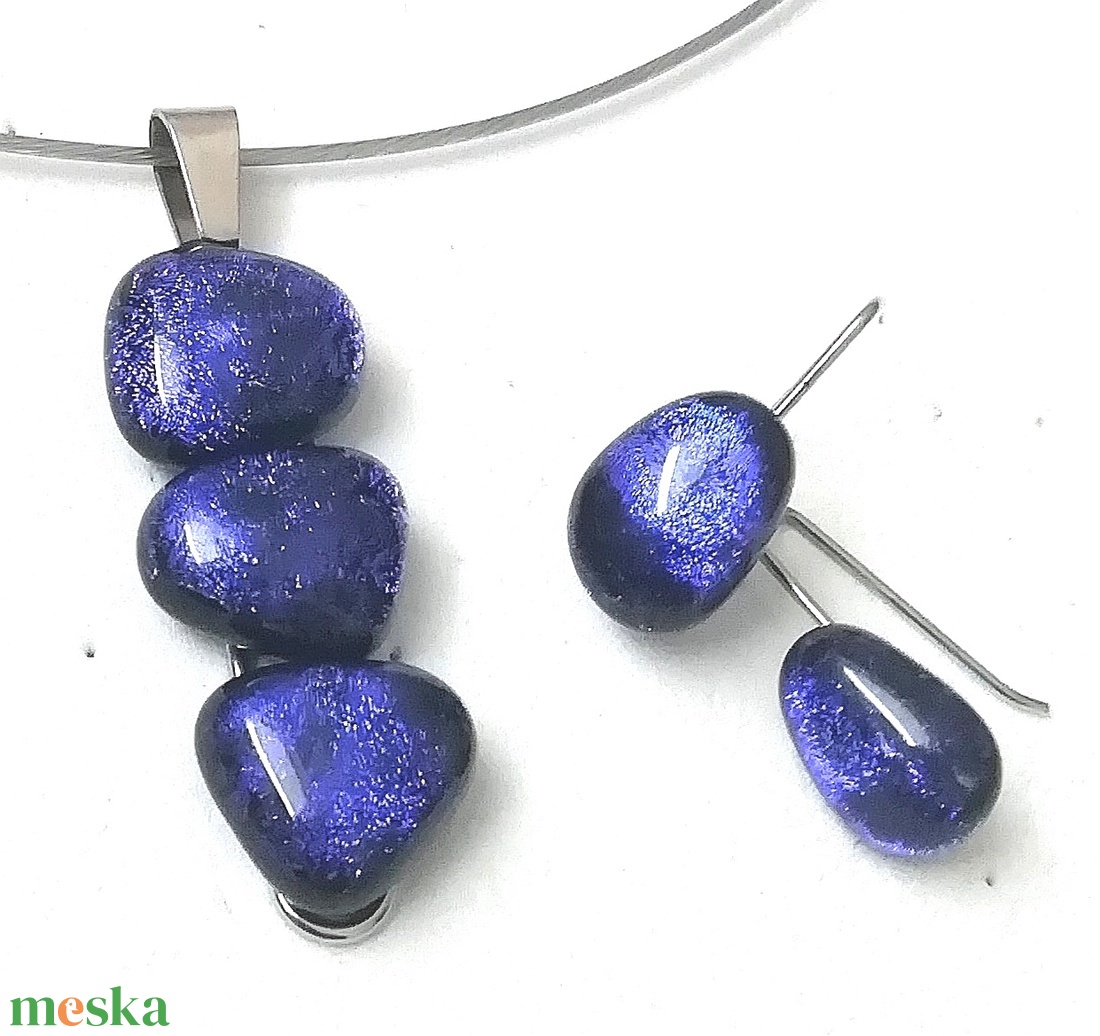  NEMESACÉL! Lila dichroic ékszerszett. - ékszer - ékszerszett - Meska.hu