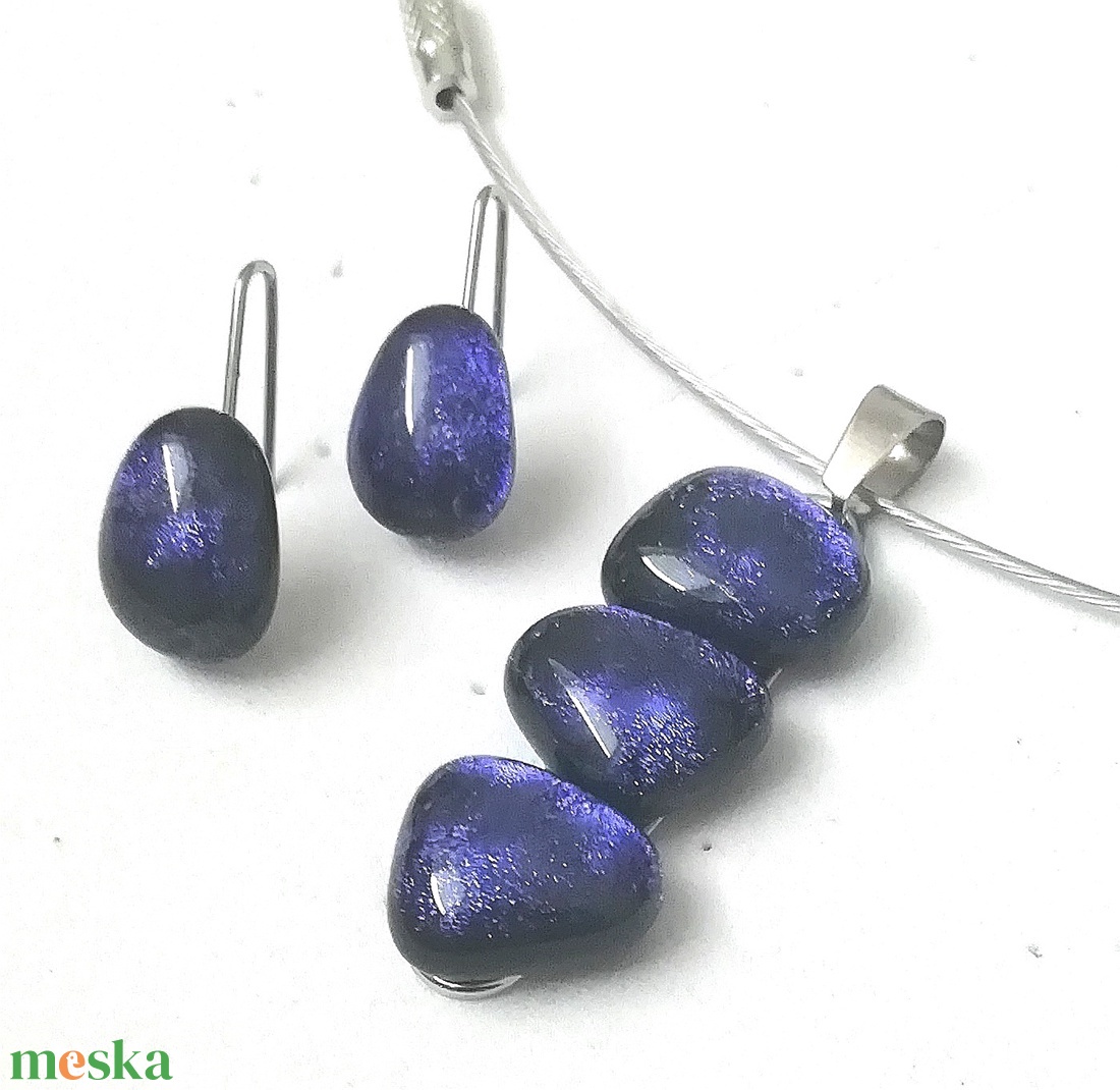  NEMESACÉL! Lila dichroic ékszerszett. - ékszer - ékszerszett - Meska.hu