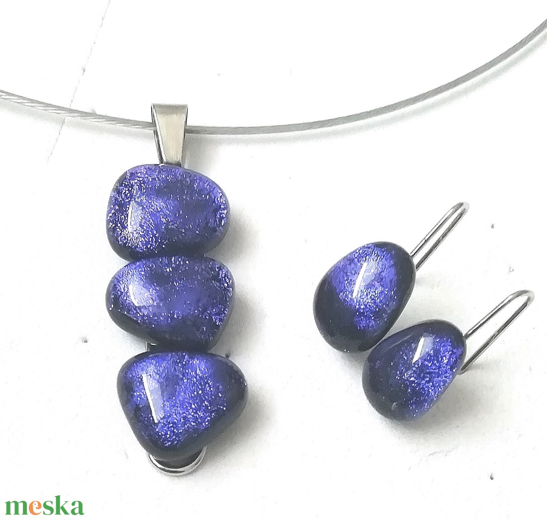  NEMESACÉL! Lila dichroic ékszerszett. - ékszer - ékszerszett - Meska.hu