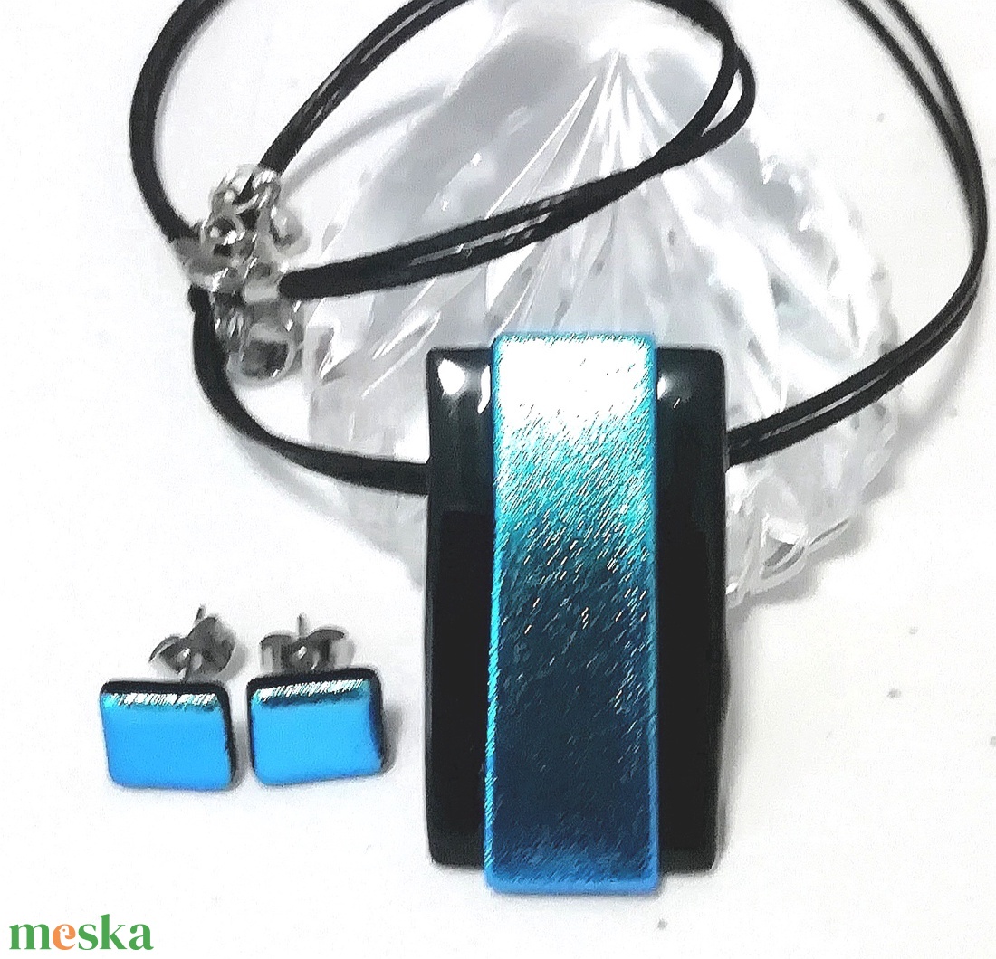 AKCIÓ! Türkizkék dichroic ékszerszett. - ékszer - ékszerszett - Meska.hu