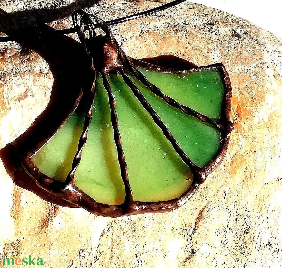 AKCIÓ!  Tiffany ginkgo nyaklanc.  - ékszer - nyaklánc - medálos nyaklánc - Meska.hu