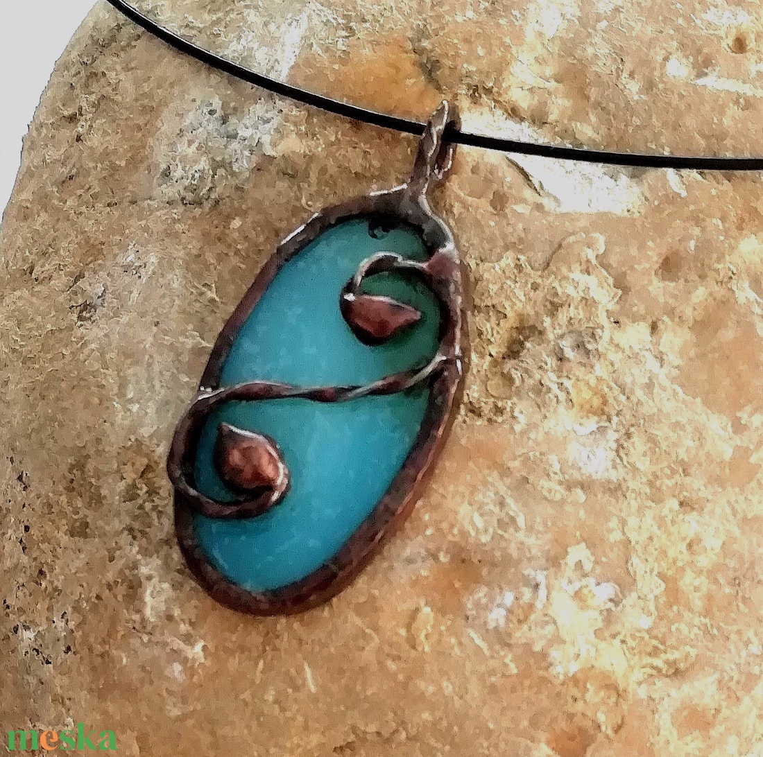 AKCIÓ!  Kék tiffany nyaklanc.  - ékszer - nyaklánc - medálos nyaklánc - Meska.hu