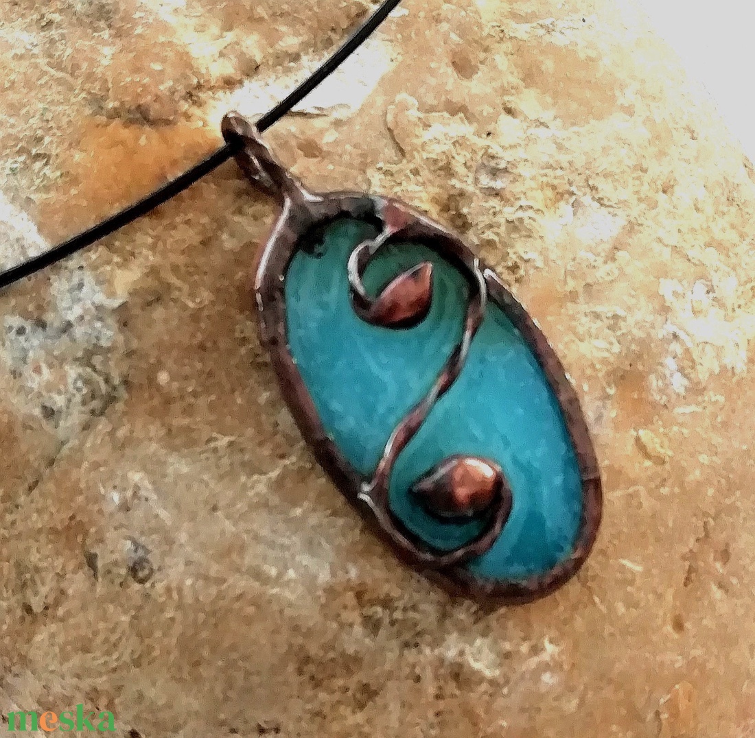 AKCIÓ!  Kék tiffany nyaklanc.  - ékszer - nyaklánc - medálos nyaklánc - Meska.hu