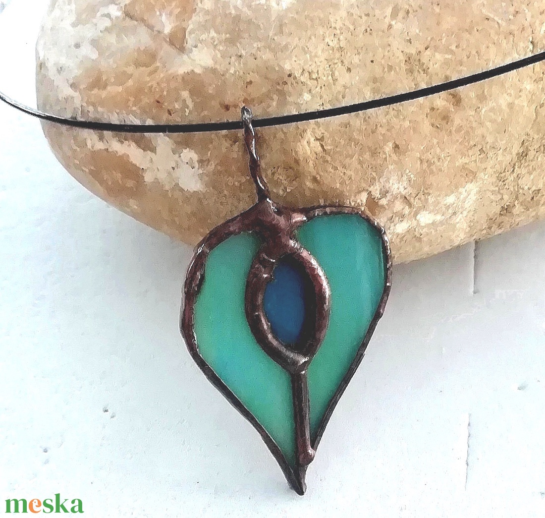 AKCIÓ!  Kék tiffany szív nyaklanc.  - ékszer - nyaklánc - medálos nyaklánc - Meska.hu