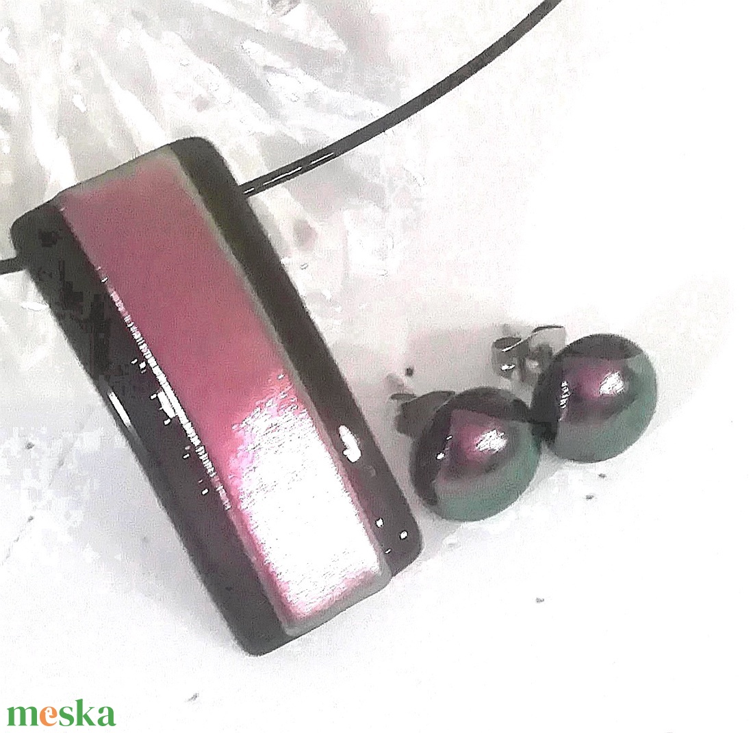 AKCIÓ! Lila-zöld fények dichroic ékszerszett. - ékszer - ékszerszett - Meska.hu