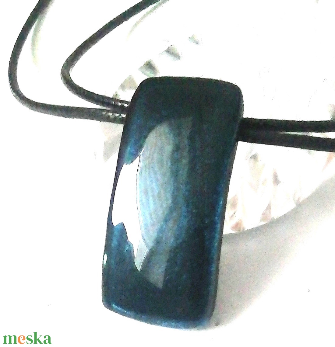 NEMESACÉL! Mélykék selyem aventurin nyaklánc.  - ékszer - nyaklánc - medálos nyaklánc - Meska.hu