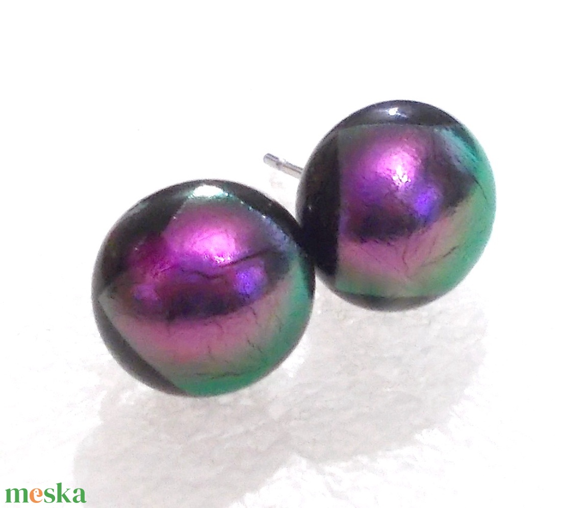Orgona dichroic  stiftes fülbevaló  , ajándék névnapra, születésnapra. - ékszer - fülbevaló - pötty fülbevaló - Meska.hu