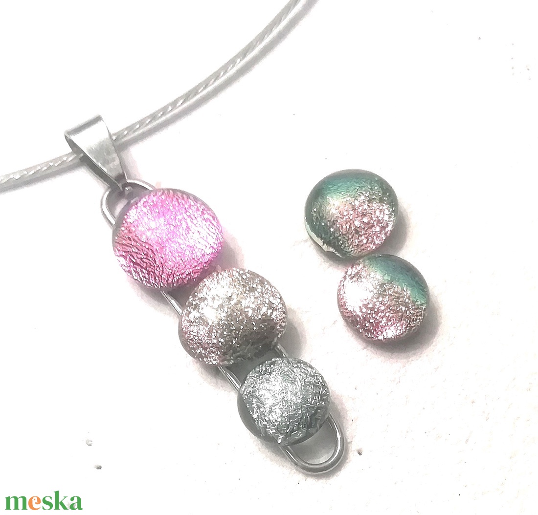  NEMESACÉL!  Színes dichroic kavicsok, szabálytalan ékszerszett. - ékszer - ékszerszett - Meska.hu