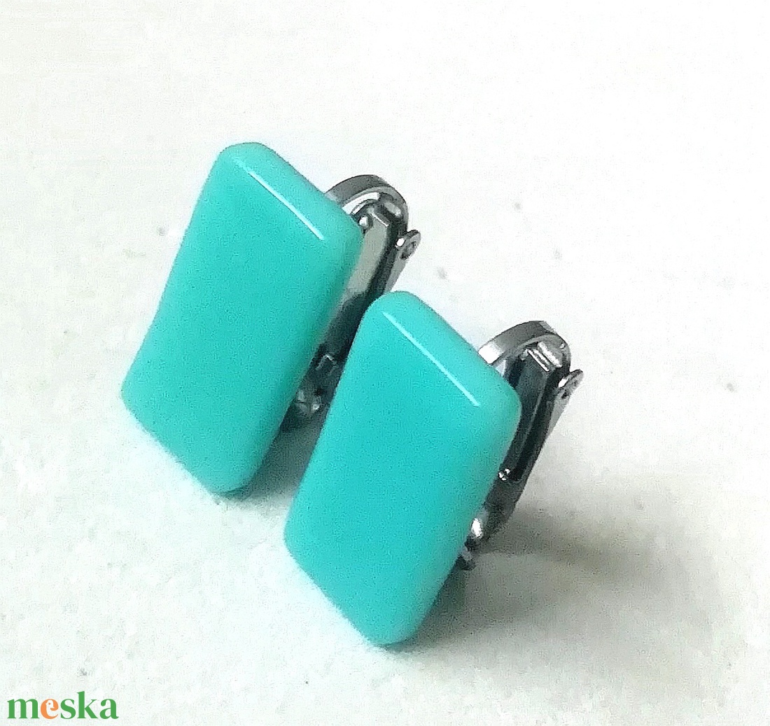 NEMESACÉL KLIPSZ.  Türkiz trendi klipszes fülbevaló. - ékszer - fülbevaló - klipsz - Meska.hu
