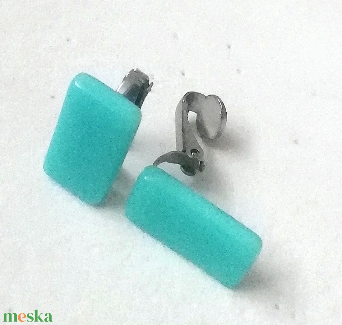 NEMESACÉL KLIPSZ.  Türkiz trendi klipszes fülbevaló. - ékszer - fülbevaló - klipsz - Meska.hu