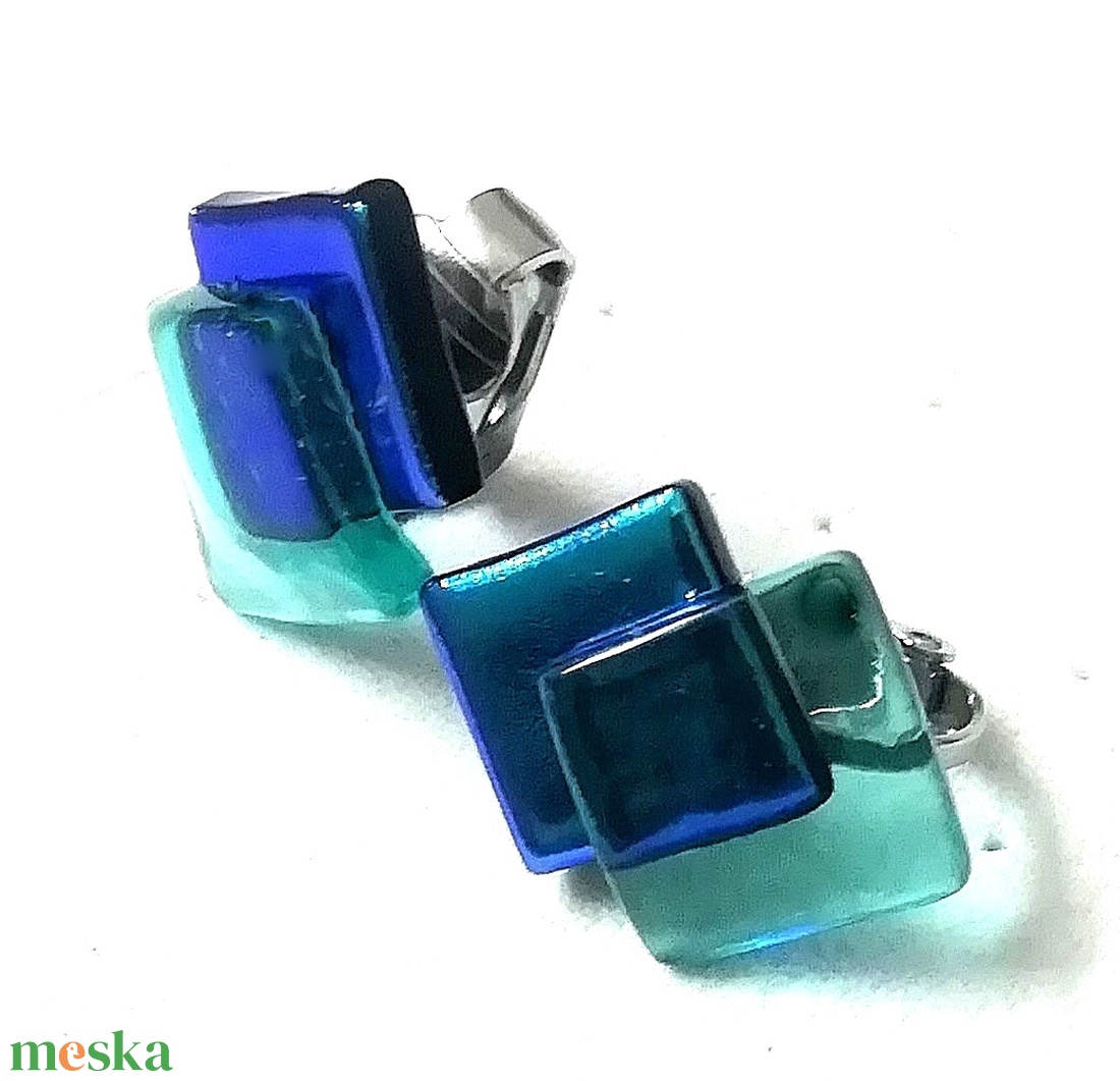 NEMESACÉL KLIPSZ.  Türkiz fények trendi klipszes fülbevaló. - ékszer - fülbevaló - klipsz - Meska.hu