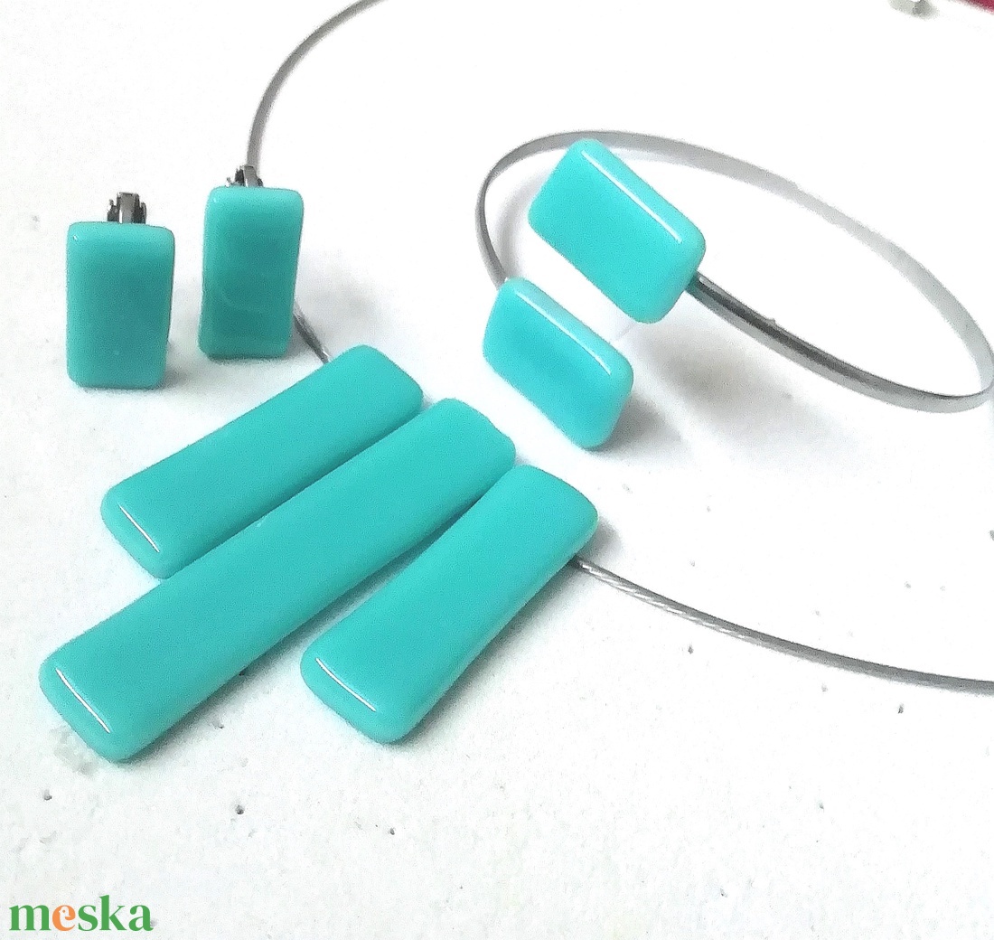 NEMESACÉL!  KLIPSZES türkiz trendi ékszerszett.  - ékszer - ékszerszett - Meska.hu