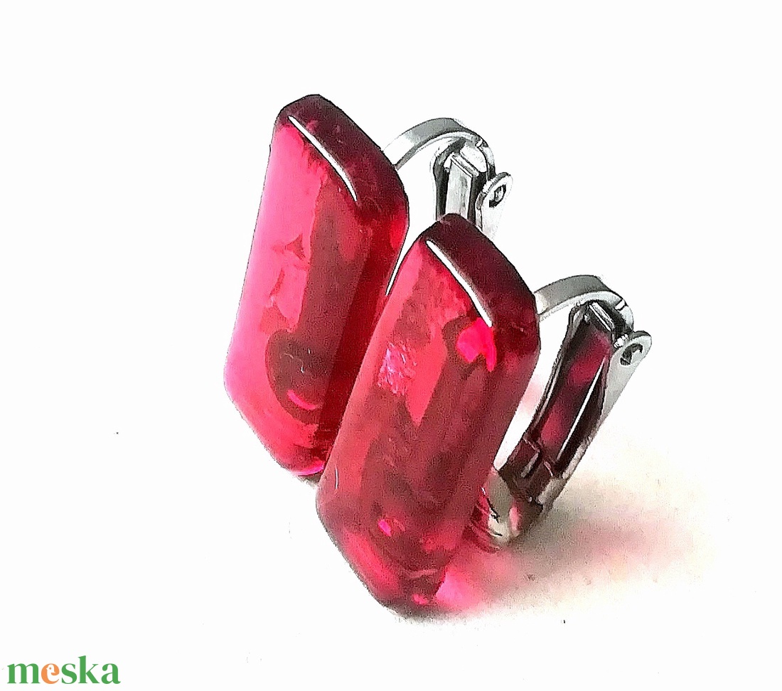 NEMESACÉL KLIPSZ!   Málna ragyogás trendi klipszes fülbevaló.   - ékszer - fülbevaló - klipsz - Meska.hu