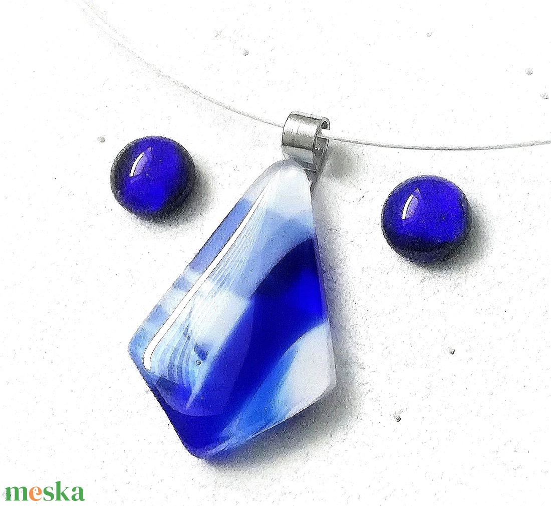 NEMESACÉL! Kék-fehér mintás ékszerszett. - ékszer - ékszerszett - Meska.hu