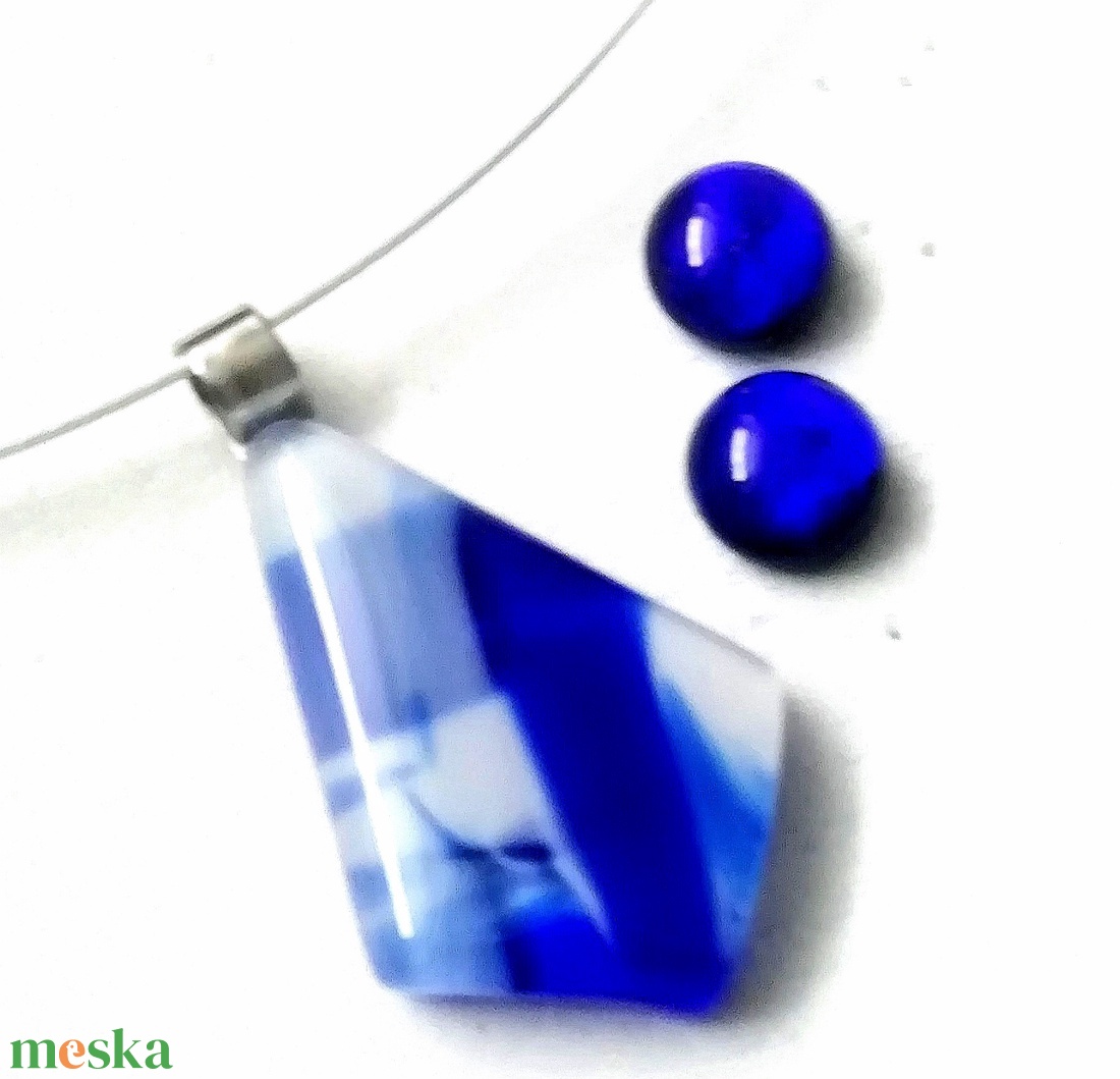 NEMESACÉL! Kék-fehér mintás ékszerszett. - ékszer - ékszerszett - Meska.hu