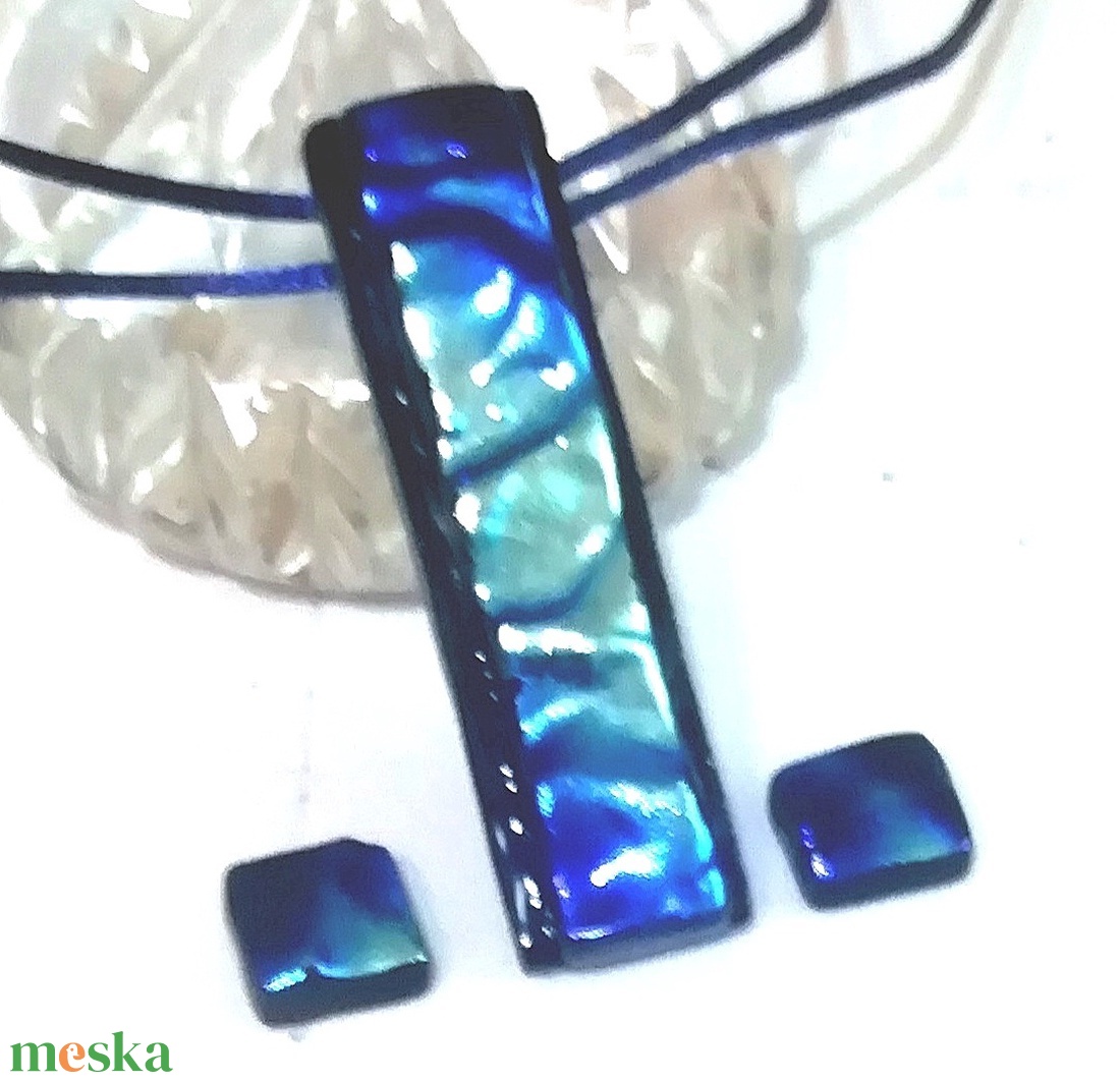  NEMESACÉL!  Ezüstkék hullámok, dichroic ékszerszett. - ékszer - ékszerszett - Meska.hu