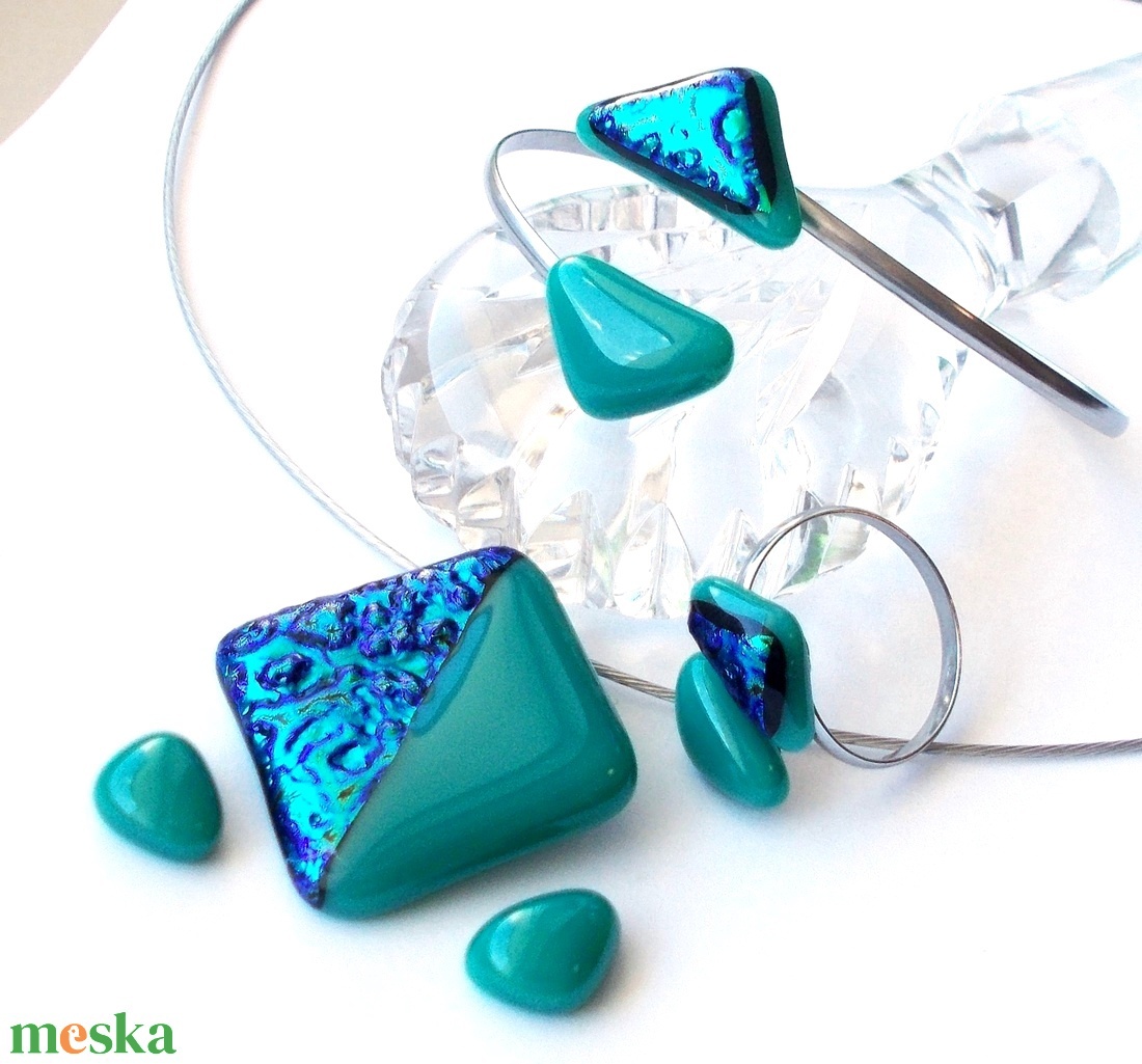 NEMESACÉL!  Kék-türkiz ékszerszett. - ékszer - ékszerszett - Meska.hu