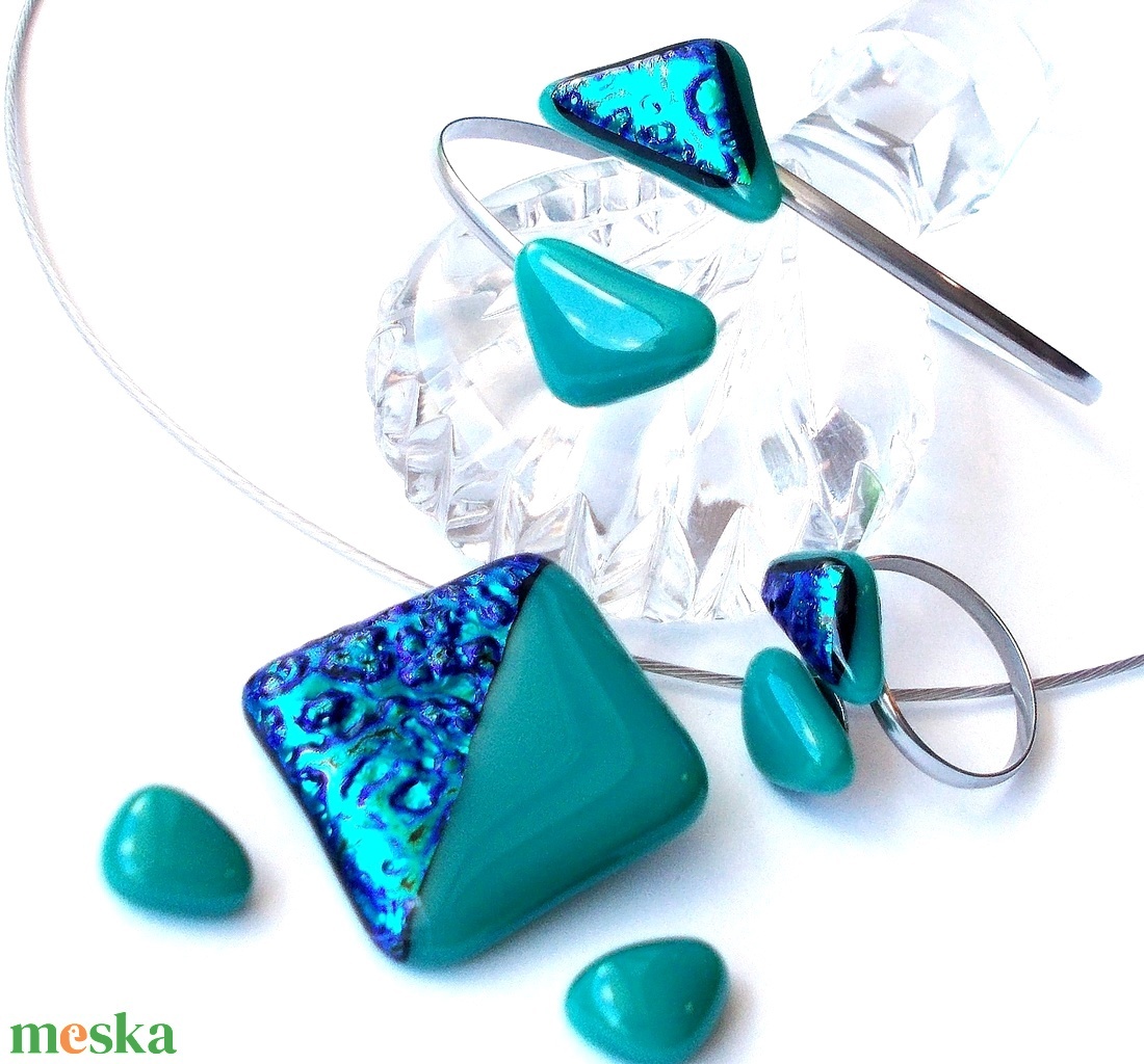 NEMESACÉL!  Kék-türkiz ékszerszett. - ékszer - ékszerszett - Meska.hu