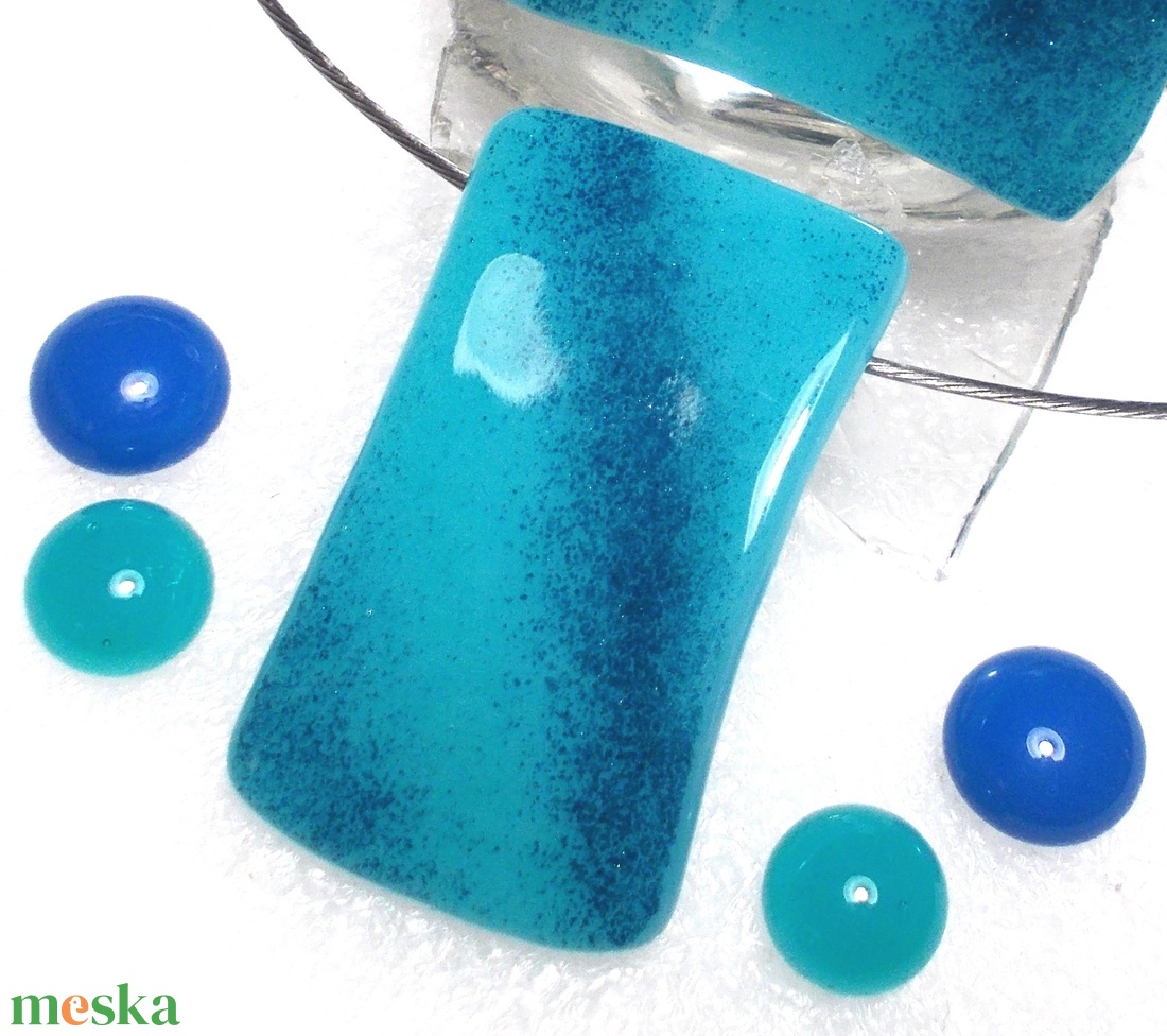 AKCIÓ! Nemesacél színátmenetes türkiz-kék ékszerszett , névnapra születésnapra. - ékszer - ékszerszett - Meska.hu