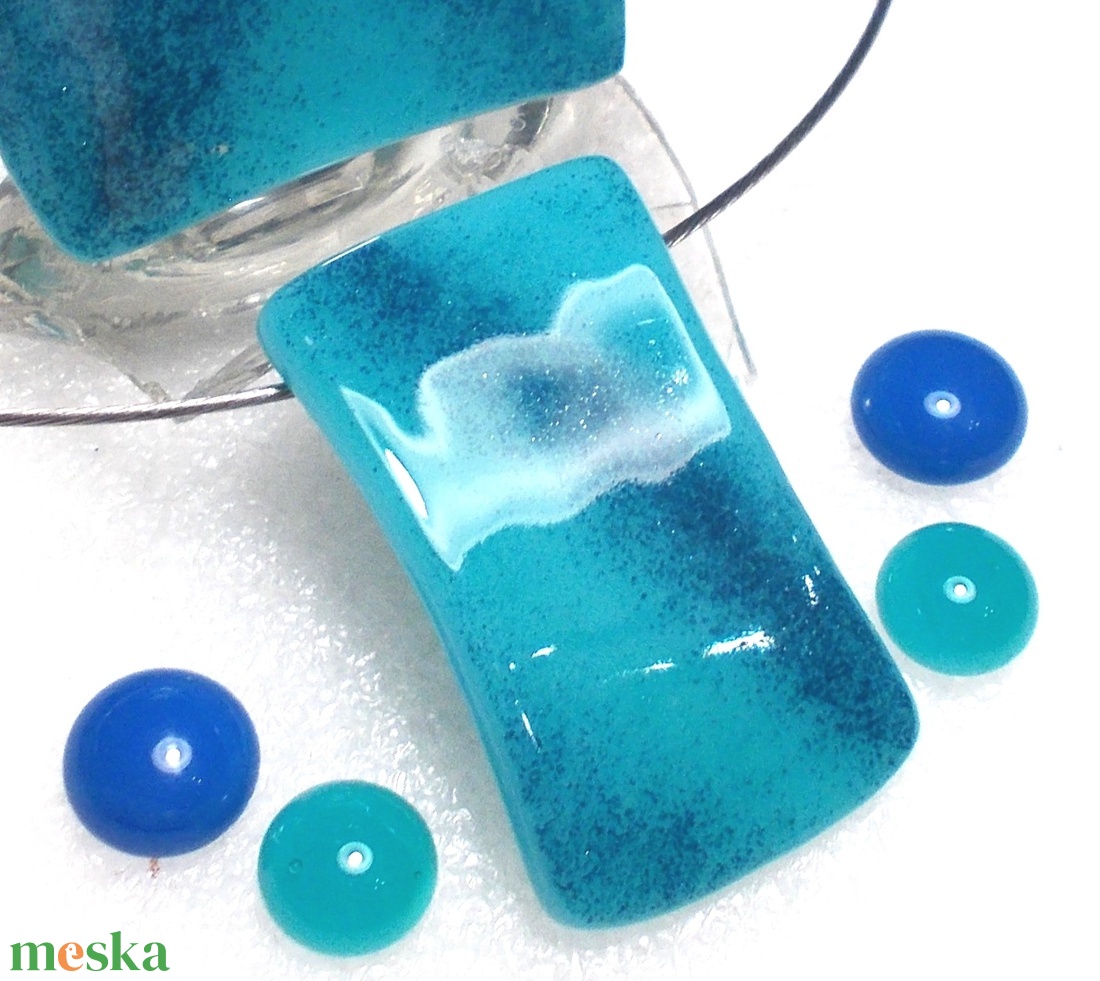 AKCIÓ! Nemesacél színátmenetes türkiz-kék ékszerszett , névnapra születésnapra. - ékszer - ékszerszett - Meska.hu