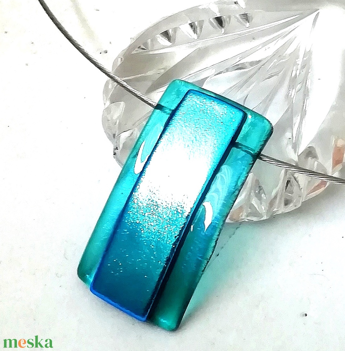 NEMESACÉL! Türkiz fények dichroic ékszerszett. - ékszer - ékszerszett - Meska.hu