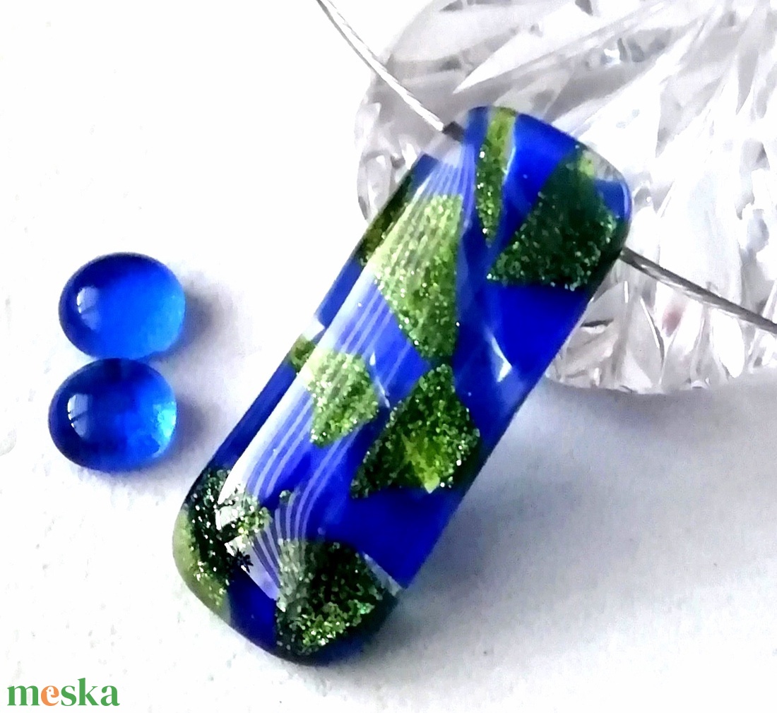 Kék-zöld ragyogás nyaklánc és fülbevaló.  - ékszer - ékszerszett - Meska.hu