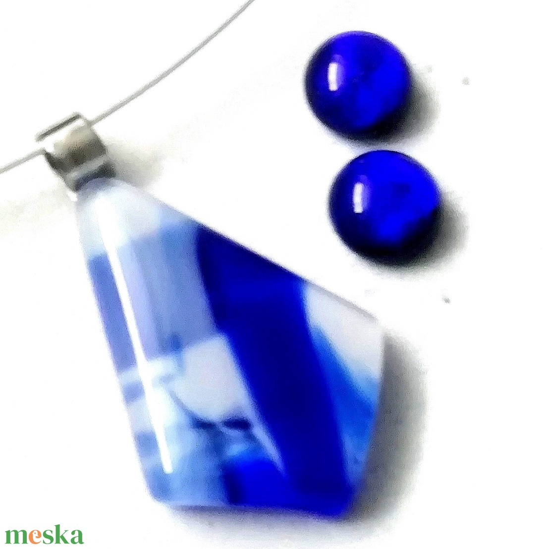 NEMESACÉL! Kék-fehér mintás ékszerszett. - ékszer - ékszerszett - Meska.hu