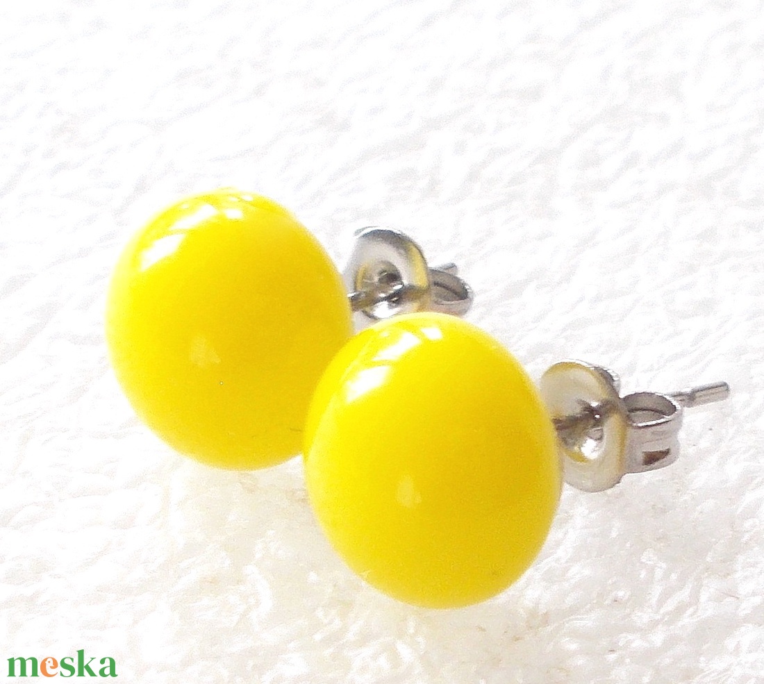 Orvosi fém! Citrom sárga üveg fülbevaló, ajándék lányoknak, nőknek névnapra,születésnapra. - ékszer - fülbevaló - pötty fülbevaló - Meska.hu