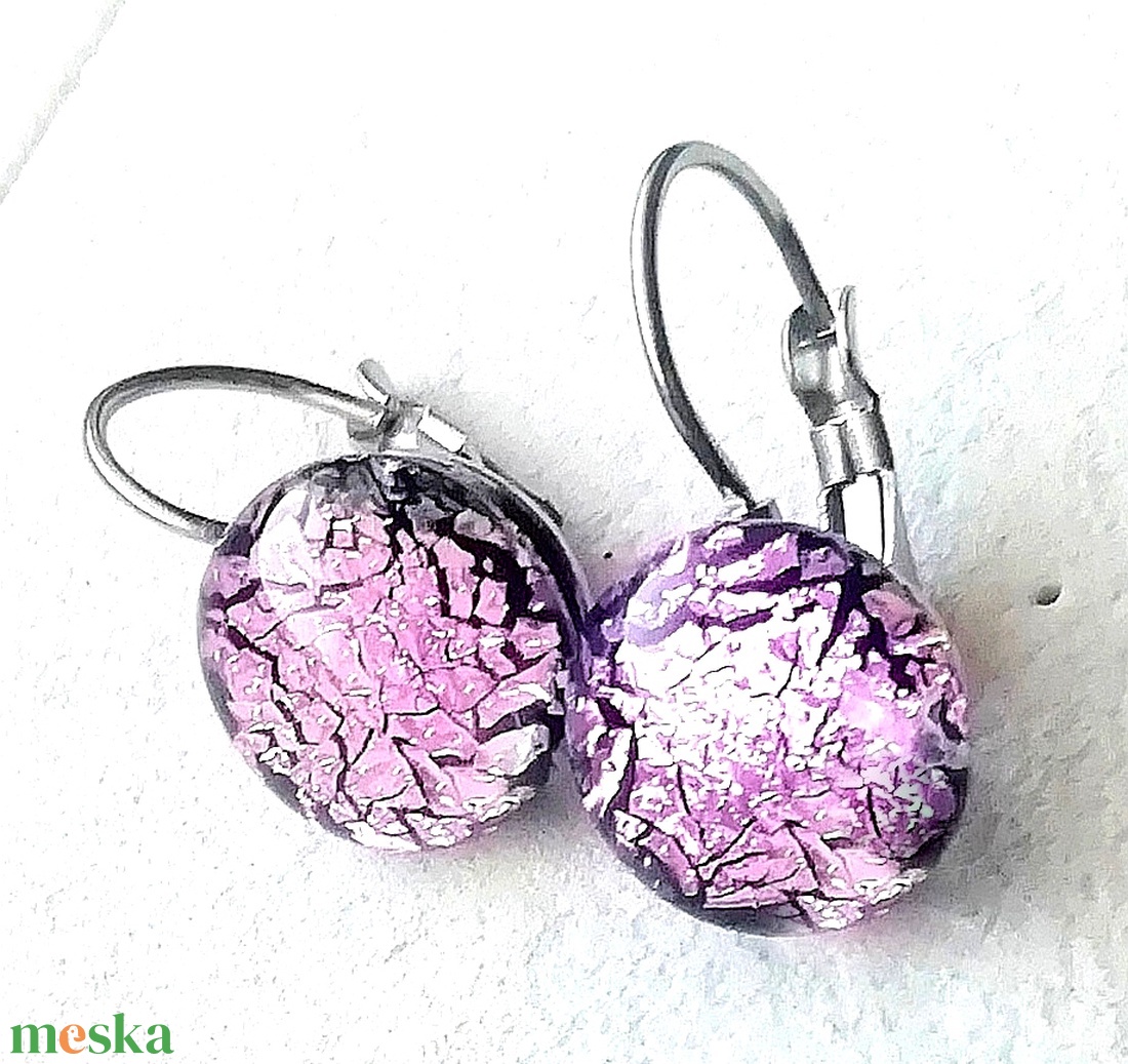 NEMESACÉL! Magnólia  dichroic kapcsos fülbevaló, ajándék nőknek névnapra, születésnapra.  - ékszer - fülbevaló - lógós kerek fülbevaló - Meska.hu