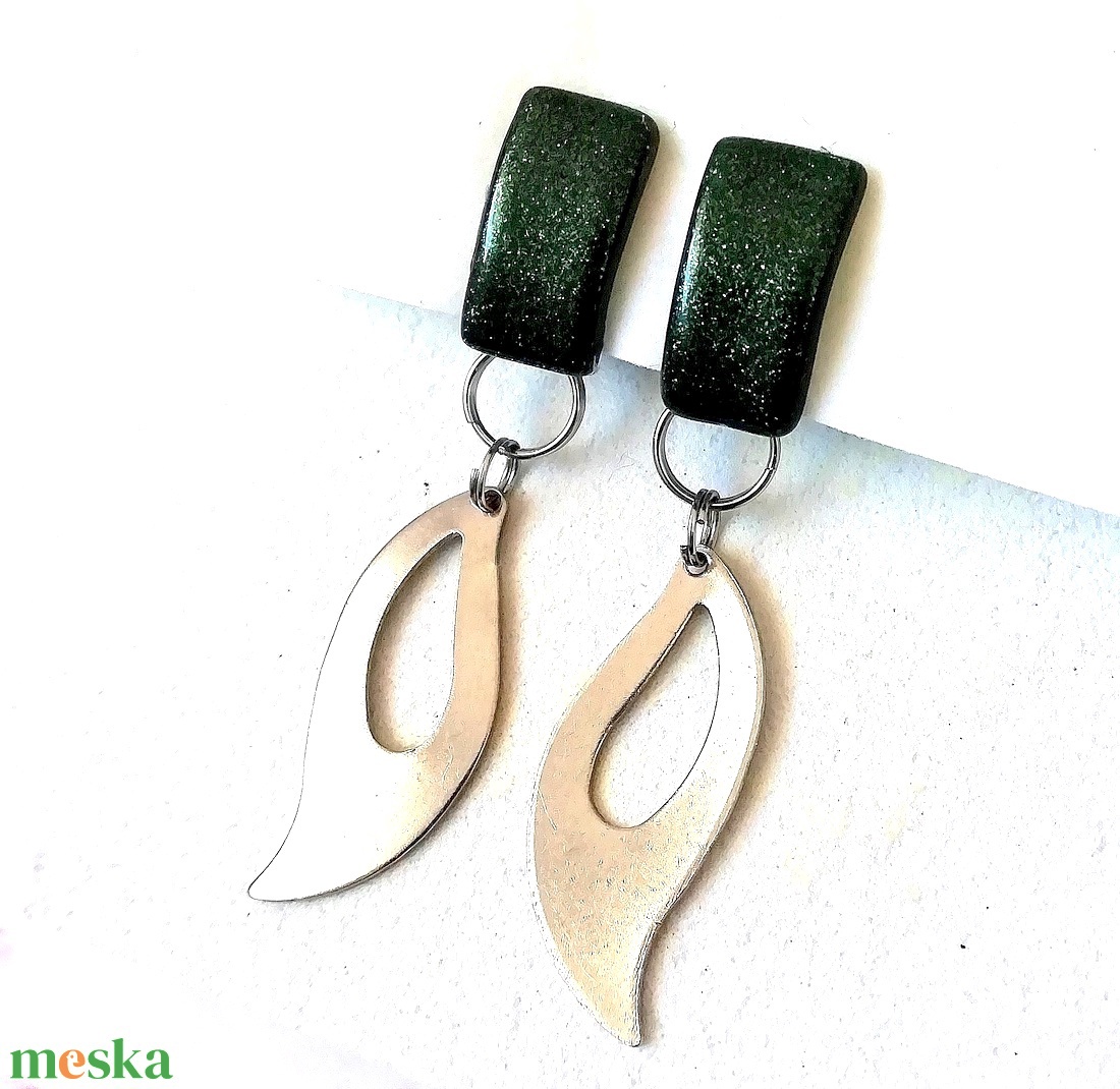   ORVOSI FÉM! Smaragd aventurin klipszes fülbevaló . - ékszer - fülbevaló - klipsz - Meska.hu