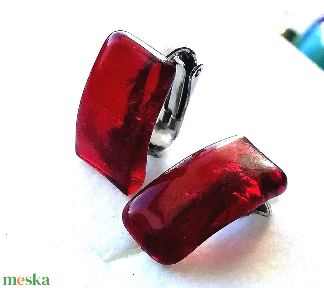 NEMESACÉL! Fekete cseresznye trendi klipszes fülbevaló  ajándék nőknek, lányoknak, névnapra, születésnapra. - ékszer - fülbevaló - klipsz - Meska.hu