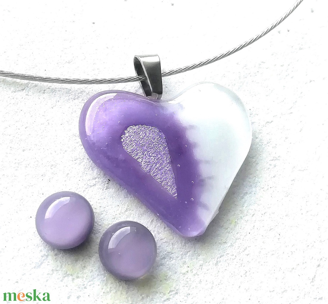 Levendula szív ékszerszett, ajándék névnapra, születésnapra. - ékszer - ékszerszett - Meska.hu