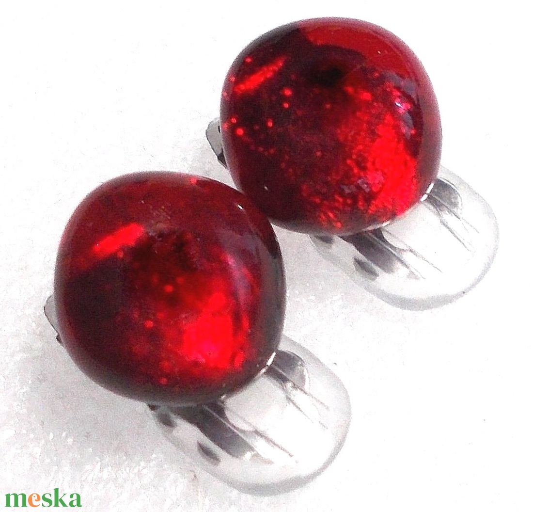 Fekete cseresznye klipszes fülbevaló  ajándék nőknek névnapra, születésnapra. - ékszer - fülbevaló - klipsz - Meska.hu