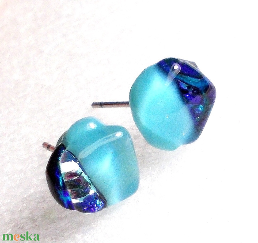 NEMESACÉL! Szabálytalan szépségek stiftes üveg fülbevaló  , ajándék  névnapra, születésnapra. - ékszer - fülbevaló - pötty fülbevaló - Meska.hu