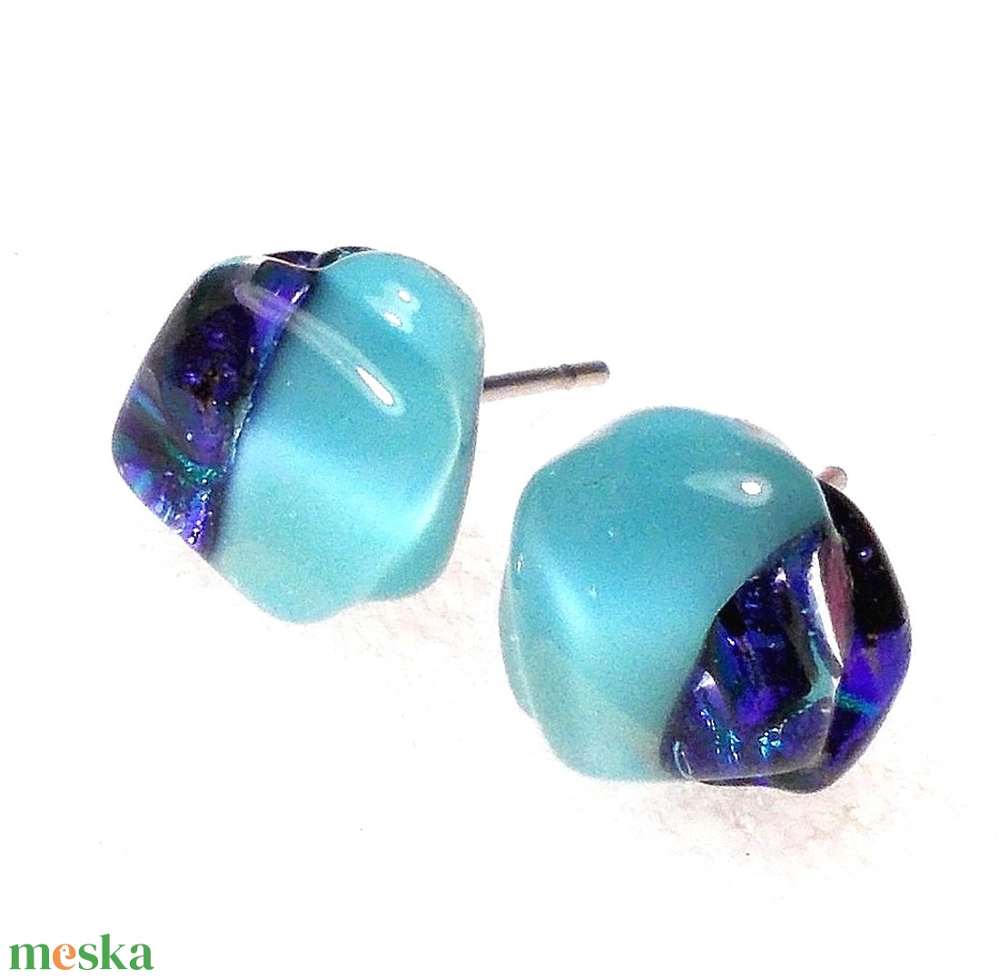 NEMESACÉL! Szabálytalan szépségek stiftes üveg fülbevaló  , ajándék  névnapra, születésnapra. - ékszer - fülbevaló - pötty fülbevaló - Meska.hu