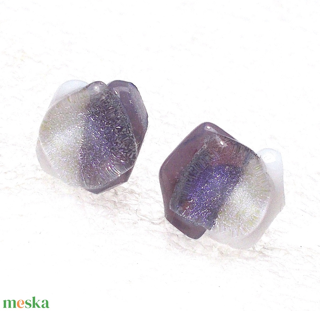 NEMESACÉL! Szabálytalan szépségek stiftes üveg fülbevaló  , ajándék  névnapra, születésnapra. - ékszer - fülbevaló - pötty fülbevaló - Meska.hu