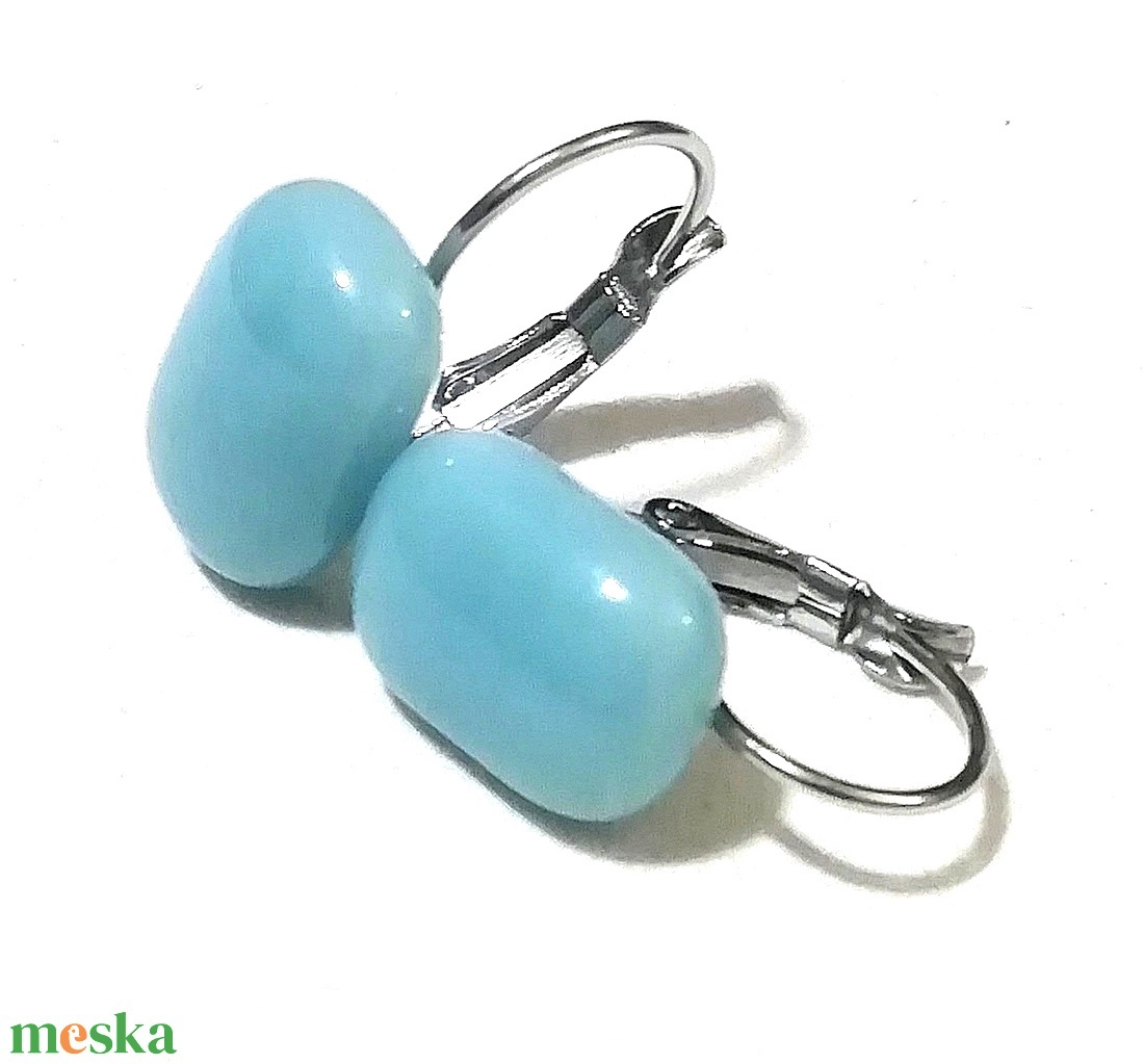 ORVOSI ACÉL! Púder Kék kapszula formájú trendi üveg fülbevaló. - ékszer - fülbevaló - lógó fülbevaló - Meska.hu