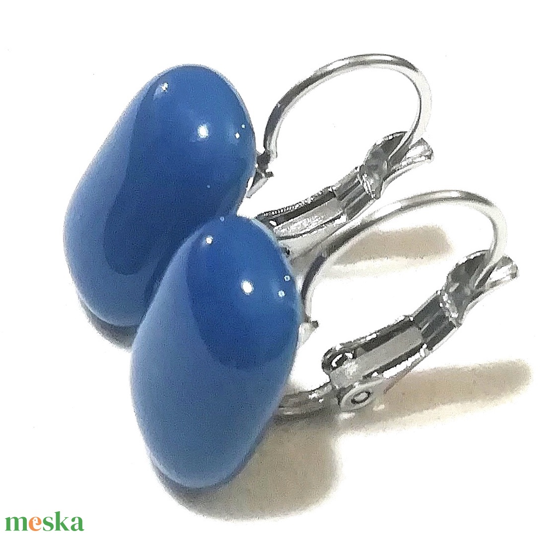 ORVOSI ACÉL! Kék kapszula formájú trendi üveg fülbevaló. - ékszer - fülbevaló - lógó fülbevaló - Meska.hu