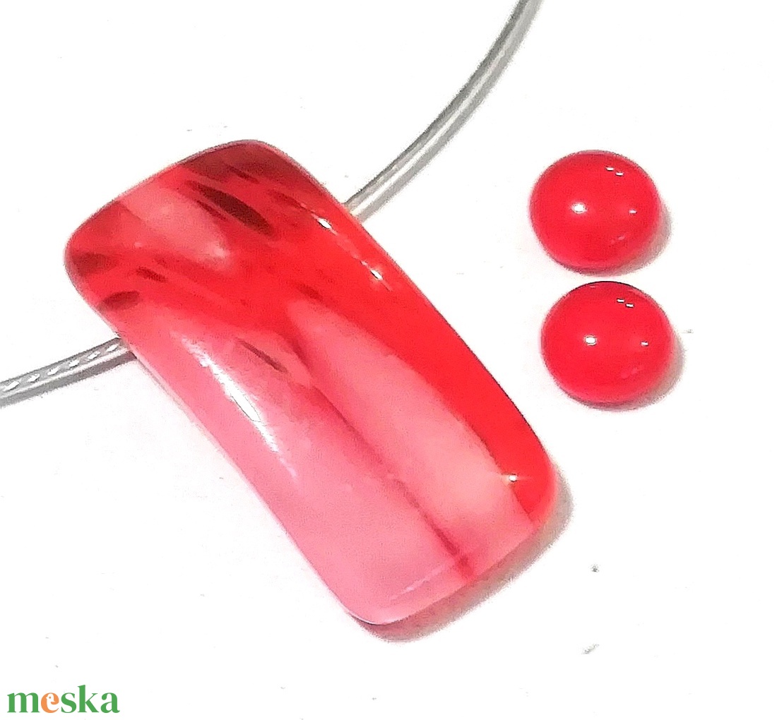 NEMESACÉL!  Piros-fehér ékszerszett. - ékszer - ékszerszett - Meska.hu