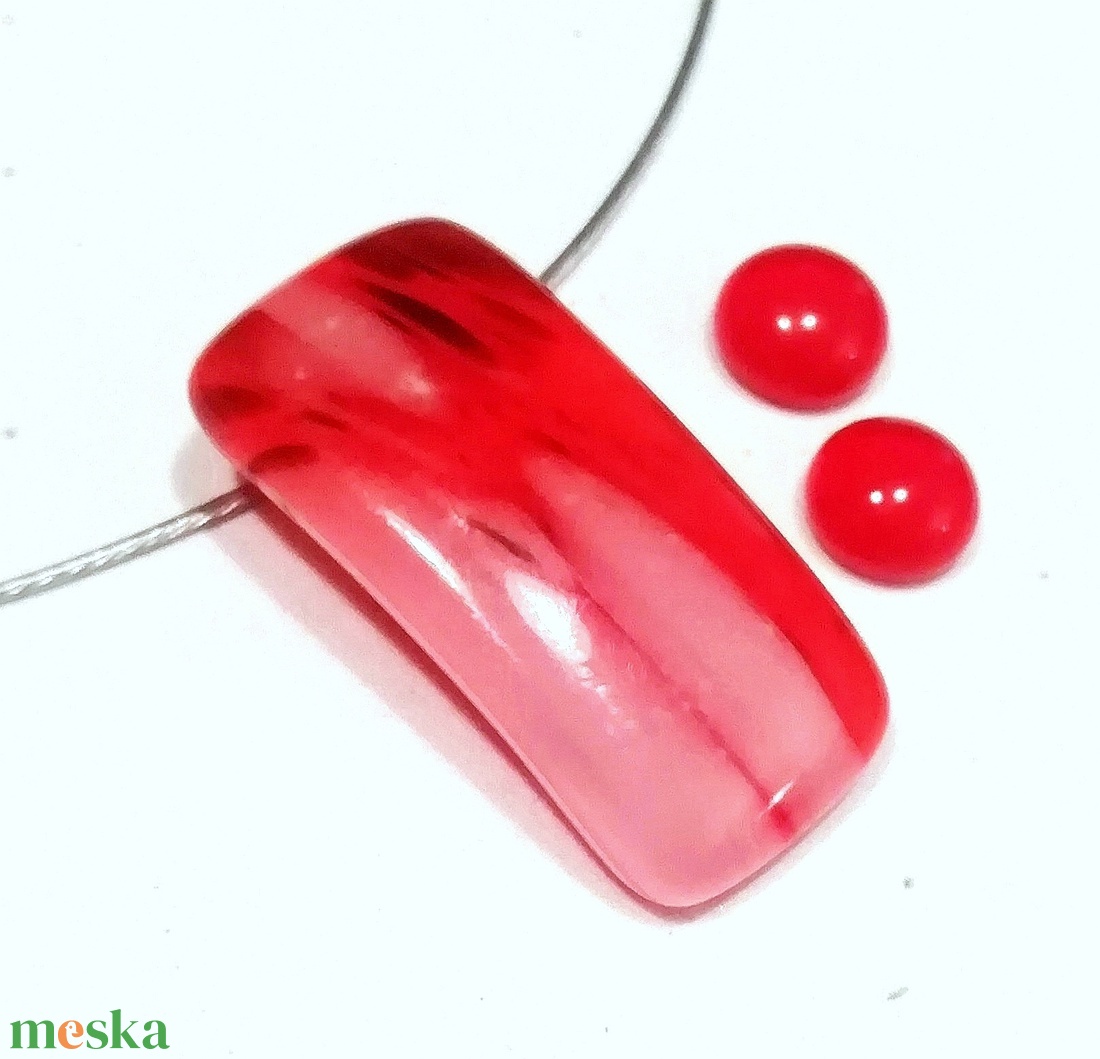 NEMESACÉL!  Piros-fehér ékszerszett. - ékszer - ékszerszett - Meska.hu