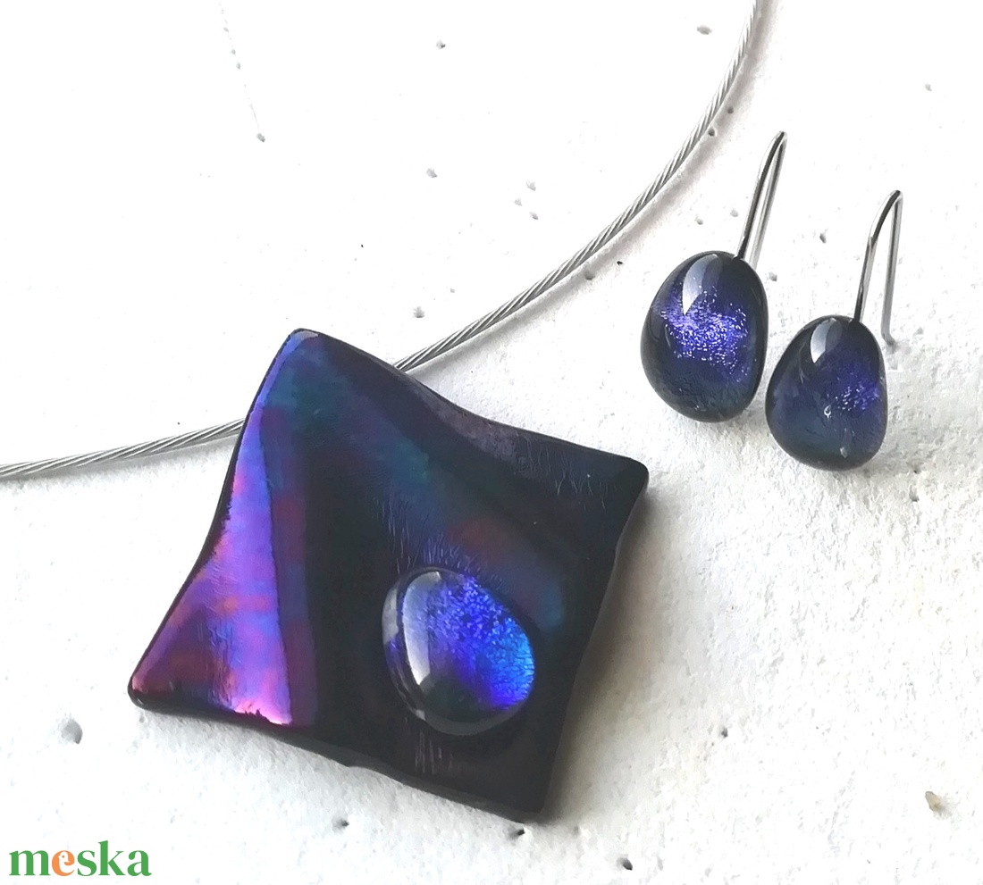 NEMESACÉL!  Kék-bíbor fények, ajándék névnapra születésnapra. - ékszer - ékszerszett - Meska.hu