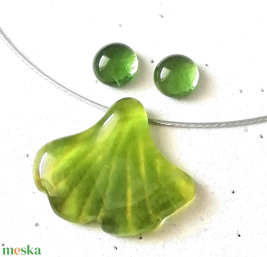 Tavaszi ginkgó levél ékszerszett, ajándék  ballagásra, névnapra, születésnapra. - ékszer - ékszerszett - Meska.hu