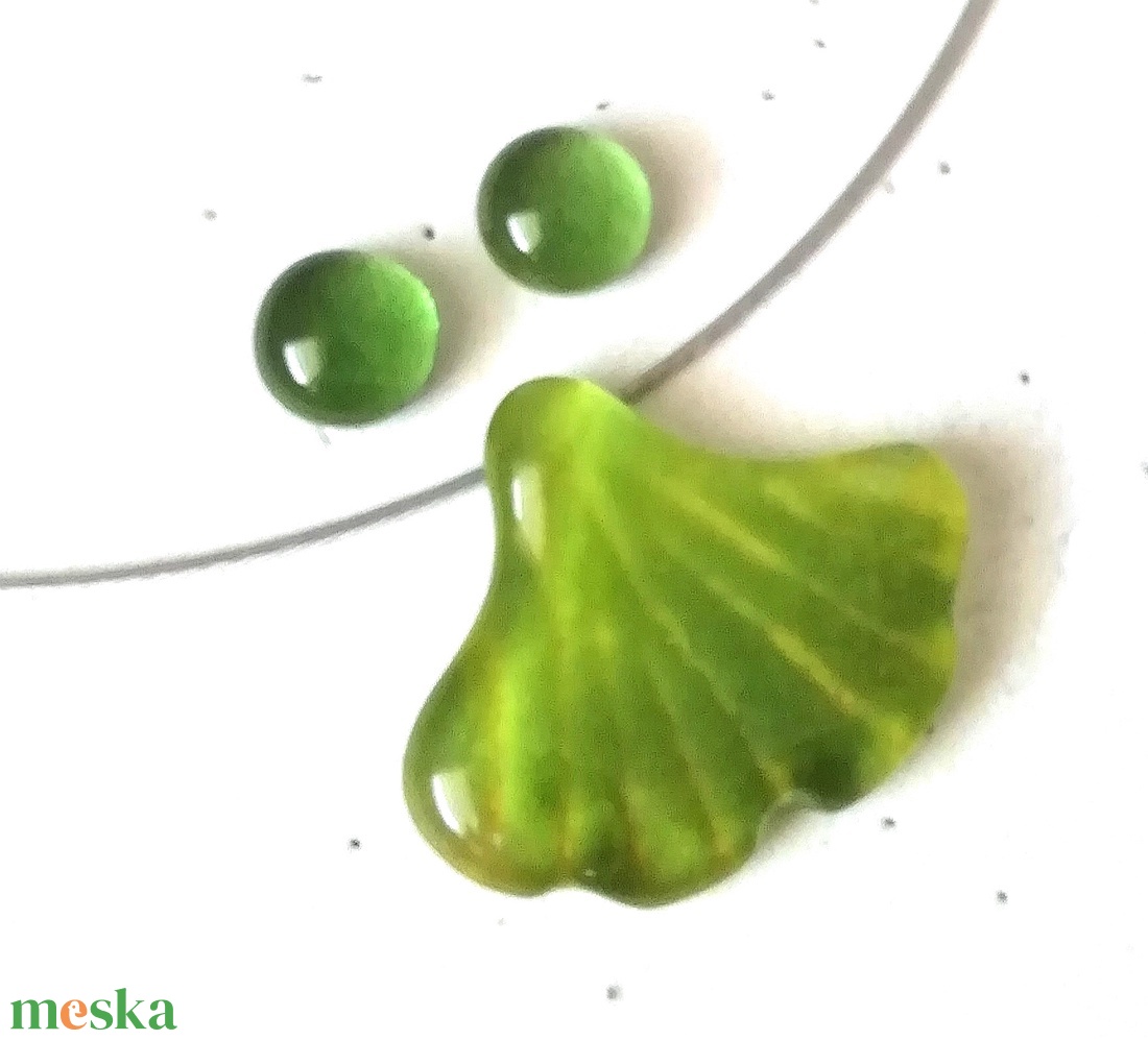 Tavaszi ginkgó levél ékszerszett, ajándék  ballagásra, névnapra, születésnapra. - ékszer - ékszerszett - Meska.hu