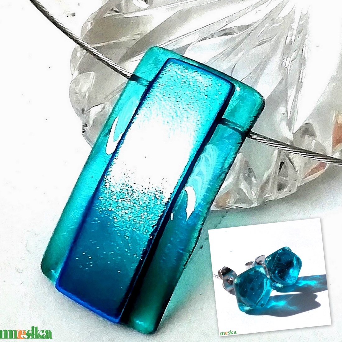 Türkiz fények ékszerszett. - ékszer - ékszerszett - Meska.hu