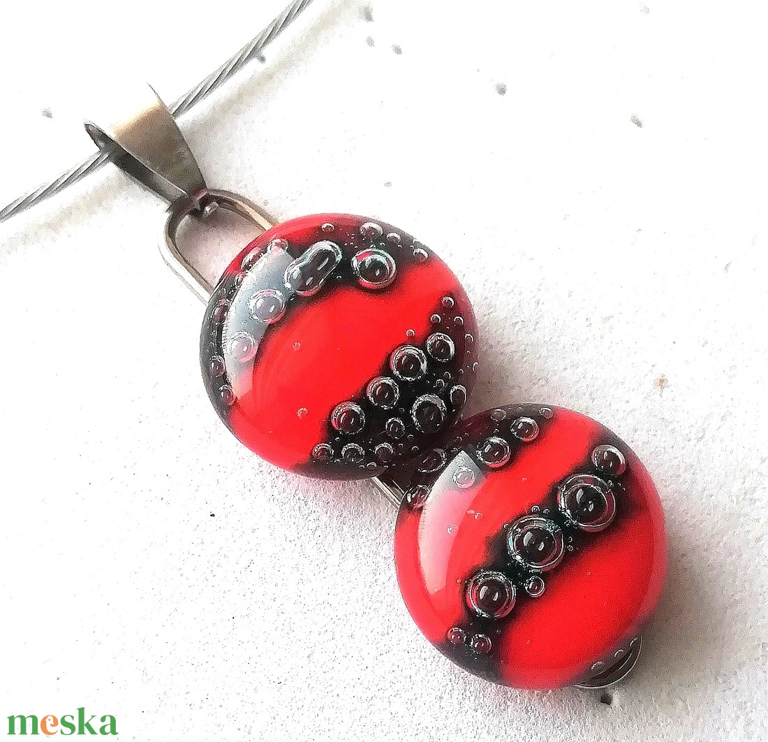 AKCIÓ! NEMESACÉL!  Elegáns piros üvegékszer szett. - ékszer - ékszerszett - Meska.hu