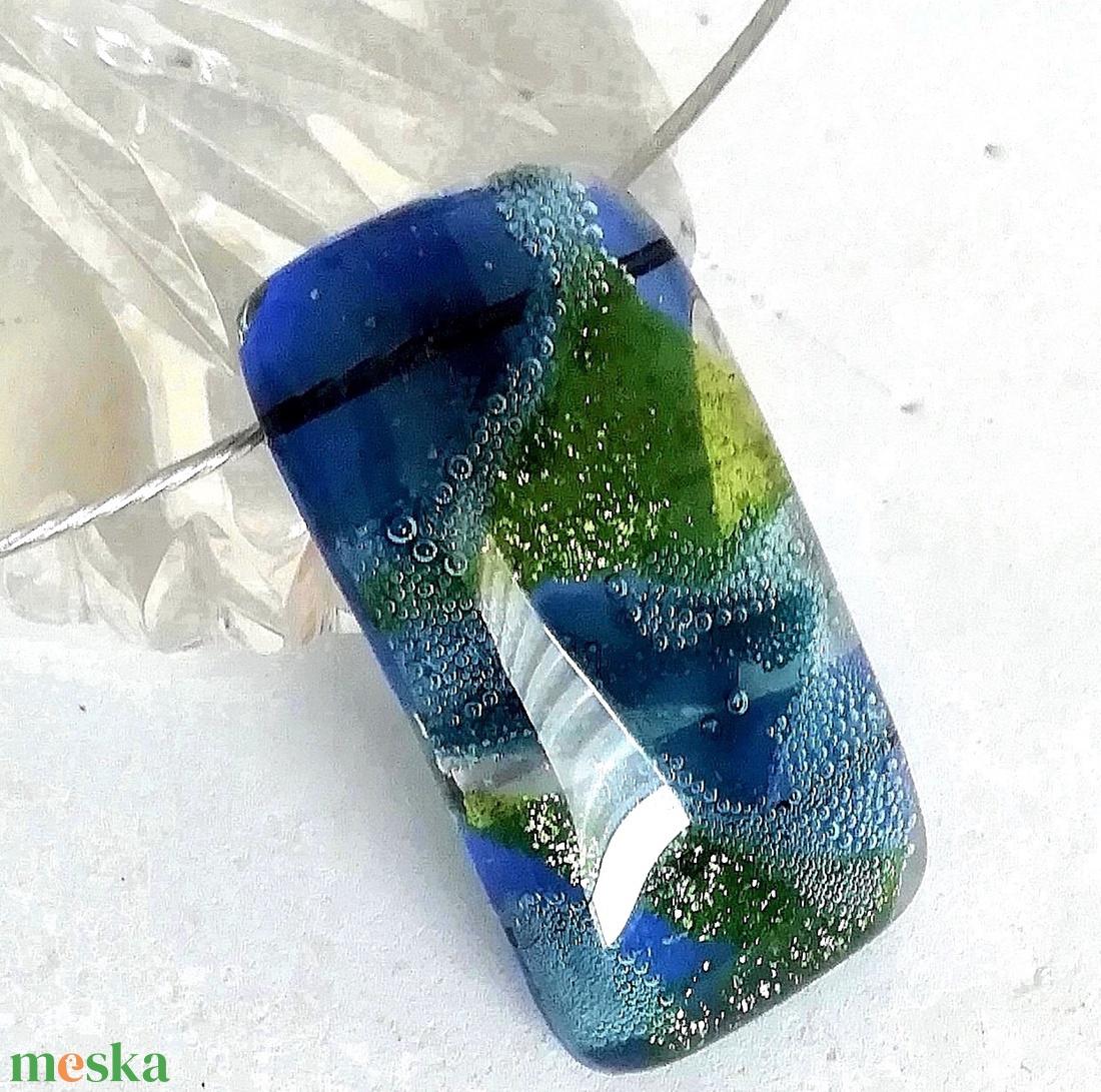 Kék-zöld gyöngyözés nyaklánc. - ékszer - ékszerszett - Meska.hu