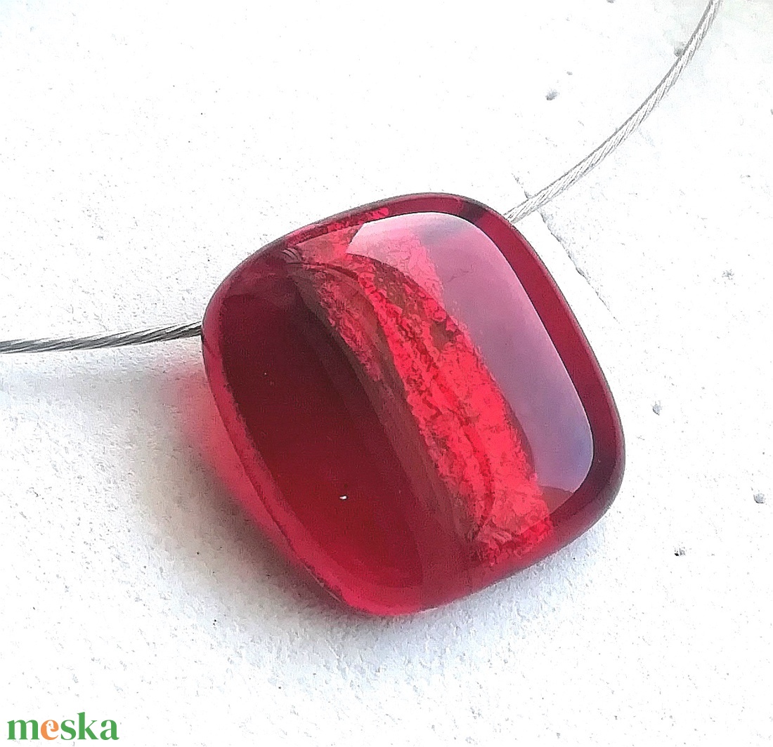 Rubinpiros üvegékszer,   ajándék nőknek, lányoknak, névnapra, születésnapra. - ékszer - ékszerszett - Meska.hu