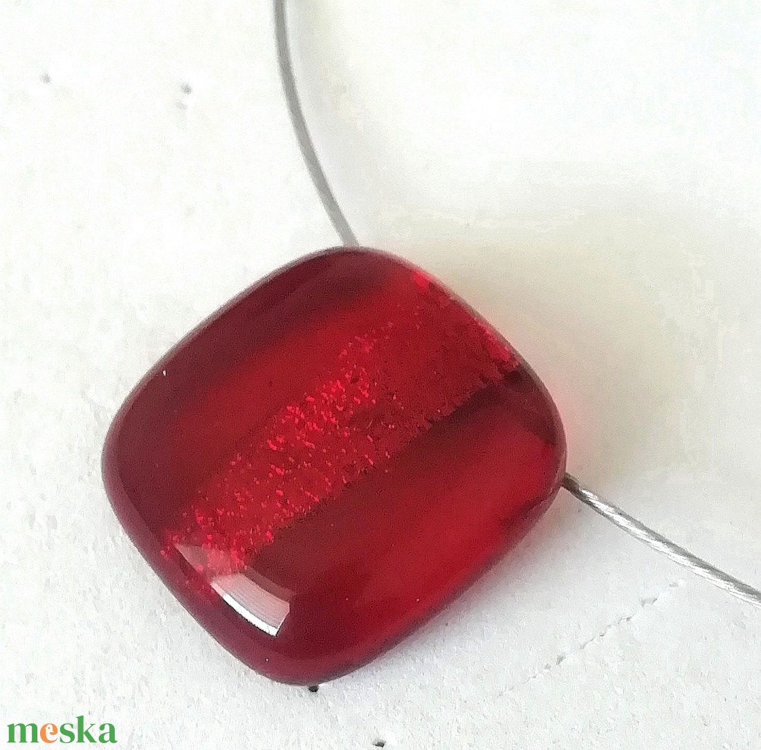 Rubinpiros üvegékszer,   ajándék nőknek, lányoknak, névnapra, születésnapra. - ékszer - ékszerszett - Meska.hu